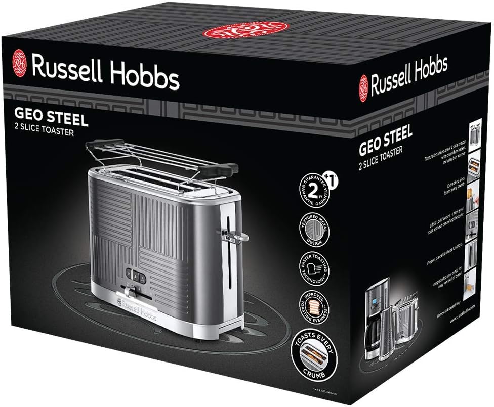Russell Hobbs GeoSteel Set Colazione: Tostapane, Bollitore e Macchina per il Caffè