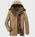 Dicker Wintermantel für Mnner mit Kapuze und tiefen Taschen Jacke