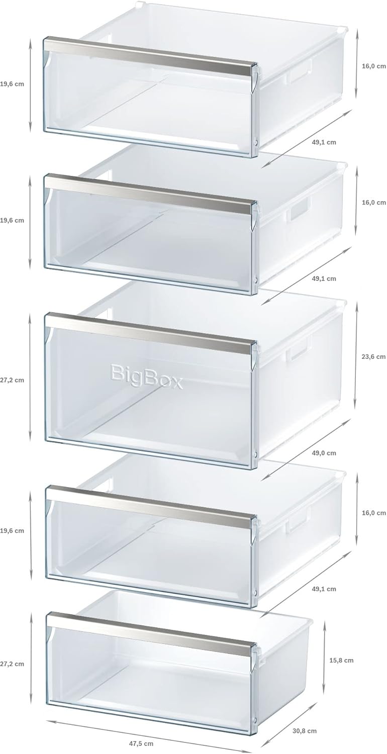 Siemens GS54NAWCV iQ500 Congelatore verticale, 176 x 70 cm, 327 L, NoFrost mai più sbrinamento, bigBox spazio per alimenti di grandi dimensioni, varioZone ripiani e cassetti flessibili in vetro, Bianco