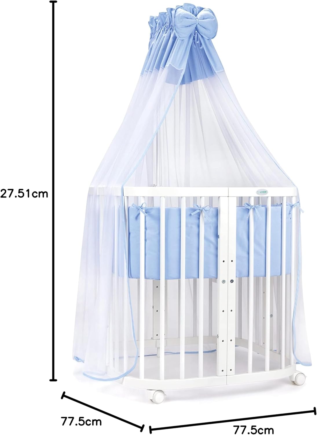 Waldin Lettino per bambini in legno 7in1 con materasso, Letto "Cresci con me", Ventilato, Base regolabile in 5 altezze, Set All-Inclusive, Legno Bianco