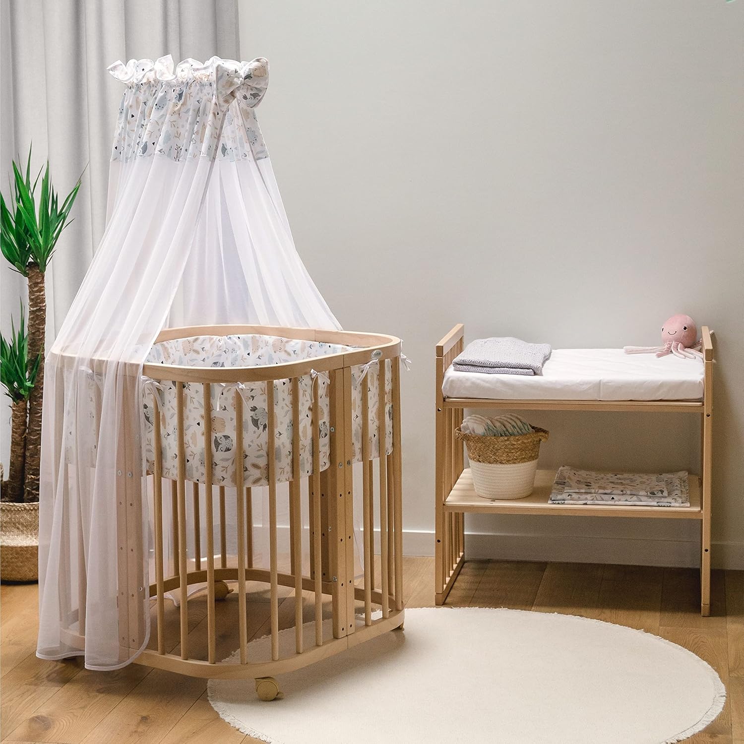 Waldin Lettino per bambini in legno 7in1 con materasso, Letto "Cresci con me", Ventilato, Base regolabile in 5 altezze, Set All-Inclusive, Legno Bianco