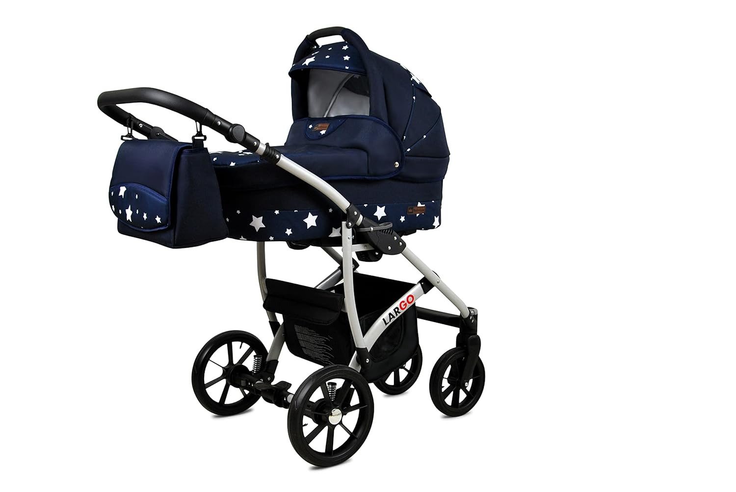 BabyLux Largo 2-in-1 Baby Kinderwagen Tief und Kinderwagen mit Zubehör Verstellbar und faltbar Aluminiumkonstruktion Wasserdicht Nicht abnehmbare Räder Brown Cream White Frame