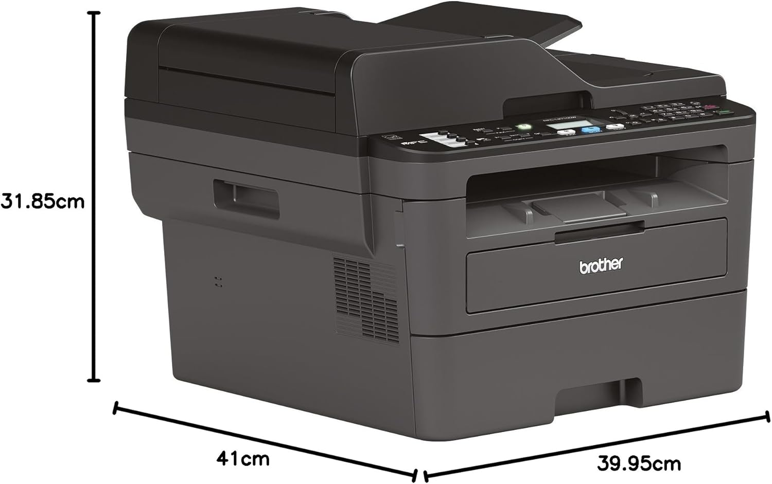 Brother MFC-L2835DW | Stampante multifunzione 4-in-1 (stampa/scansione/copia/fax) Laser monocromatica – Wi-Fi ed Ethernet – Alimentatore automatico documenti (ADF) da 50 fogli – Velocità di stampa di 32 pagine