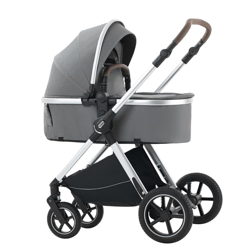 Shineey kinderwagen 3 in 1 Buggy Babybett Komplett Set Einem Klick Zusammenklappbarer Kinderwagen, 3 in 1 KombiKinderwagen Aluminiumrahmen für Neugeborene
