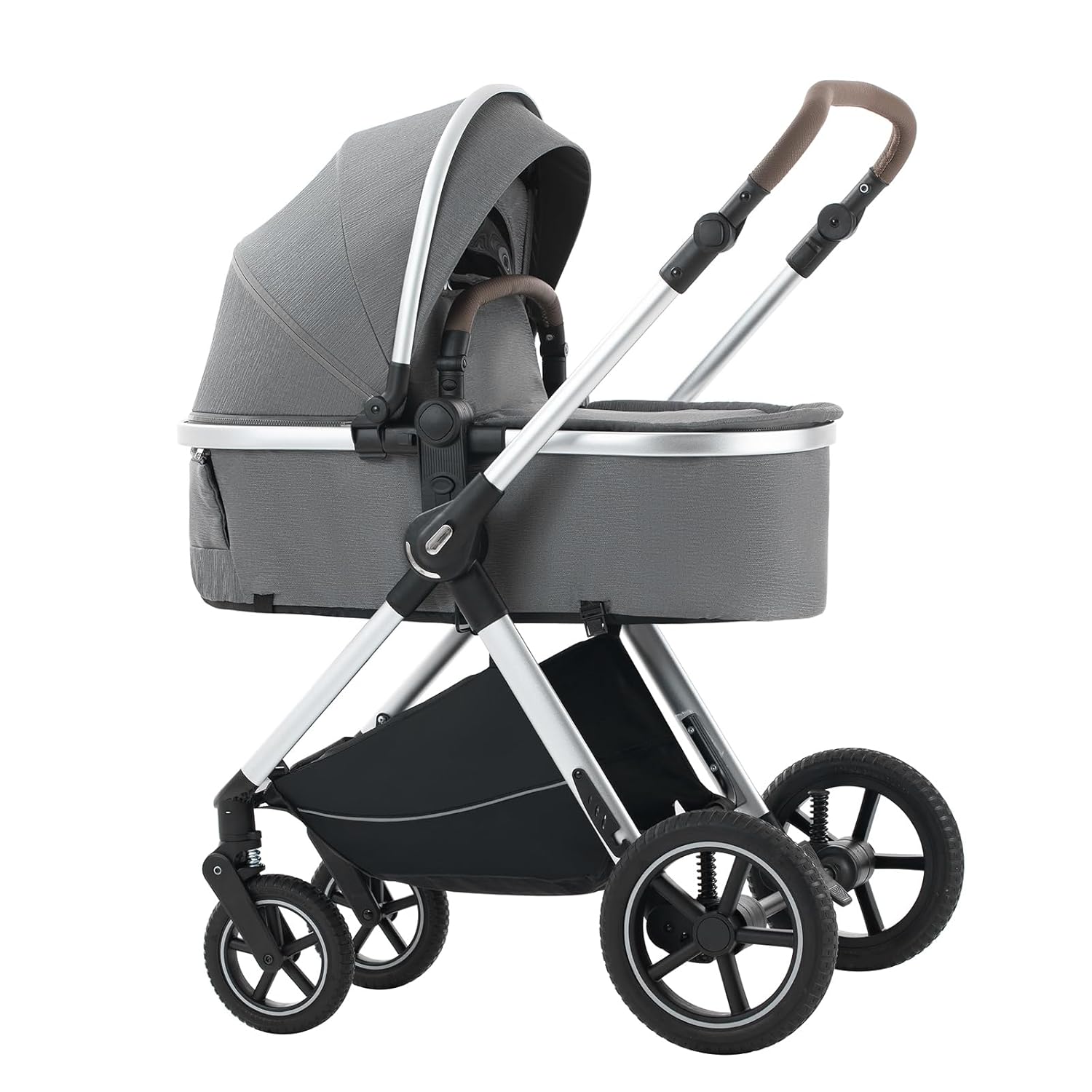 Shineey kinderwagen 3 in 1 Buggy Babybett Komplett Set Einem Klick Zusammenklappbarer Kinderwagen, 3 in 1 KombiKinderwagen Aluminiumrahmen für Neugeborene