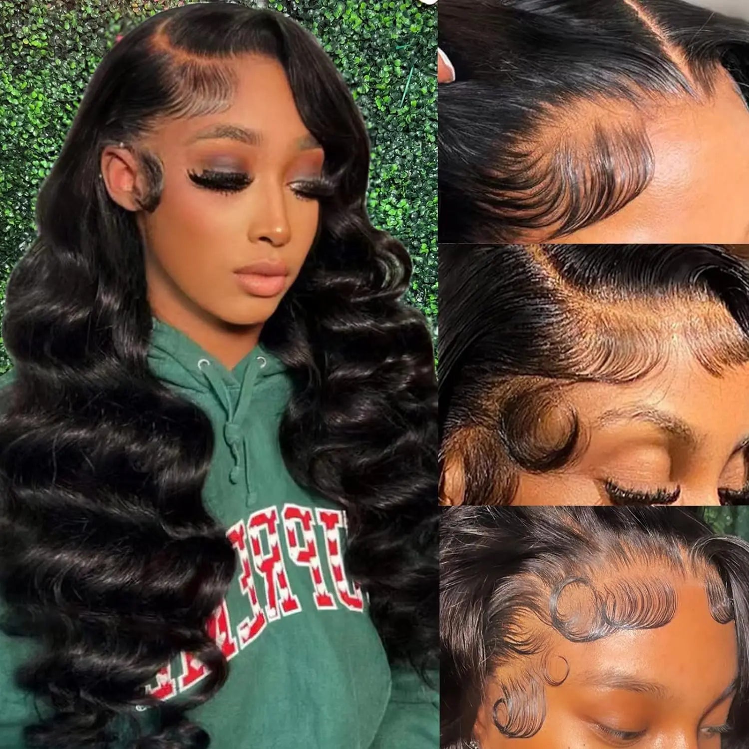 Parrucca frontale in pizzo con onde naturali brasiliane, capelli umani veri e baby hair