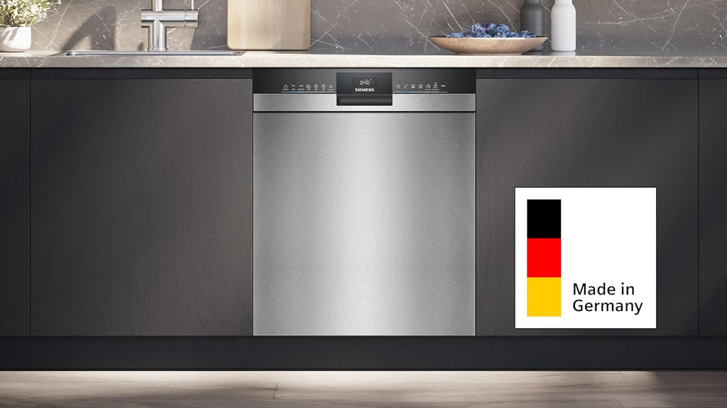 Siemens SN43ES14VE, lavastoviglie intelligente iQ300, lavastoviglie da incasso con cassetto portaposate, 60 cm, apertura automatica della porta grazie ad autoOpen dry, particolarmente silenziosa con motore iQdrive, aquaStop, acciaio inossidabile