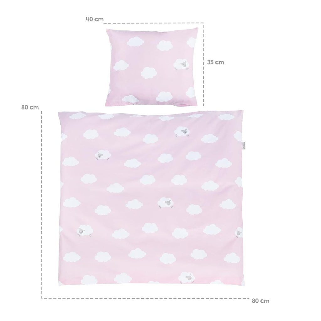 roba Babywiege 40 x 90 cm Adam & Eule - Stubenwagen & Wiege mit Rollen - Bett Set komplett mit Feststellfunktion - Inkl. textiler Ausstattung - Holz weiß