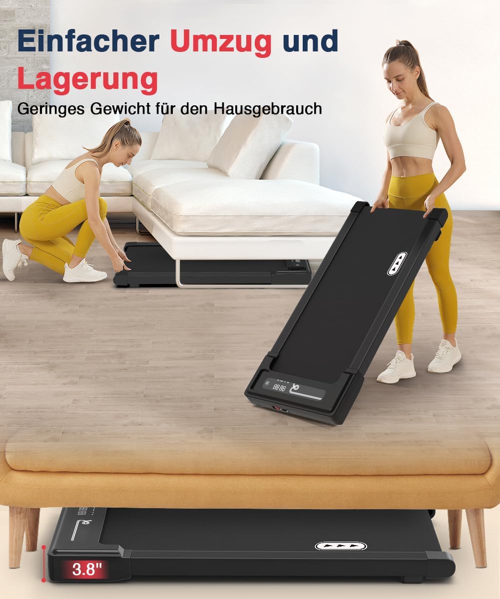 Redliro Tapis Roulant, Tapis Roulant per Casa con Telecomando e Display a LED, Tapis Roulant Compatto e Silenzioso Sottoscrivania per Casa/Ufficio 1-6km/h