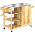 Outsunny Isola Barbecue da Esterno con Ruote in Legno Massello