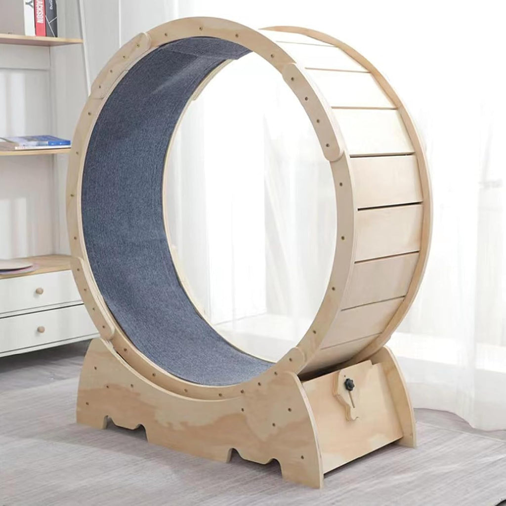 Roadoor 111,8 cm großes Katzen-Laufrad für Indoor-Katzen, Laufband zum Kratzen mit natürlicher Holzfarbe, Laufrad, Kratzbaum Karton für Katzenunterhaltung