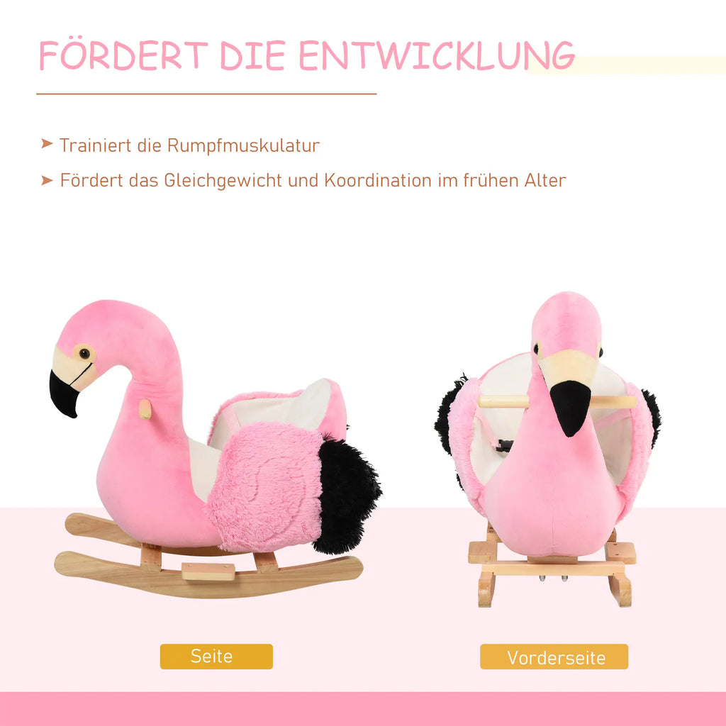HOMCOM Schaukeltier Flamingo mit Sicherheitsgurt rosa