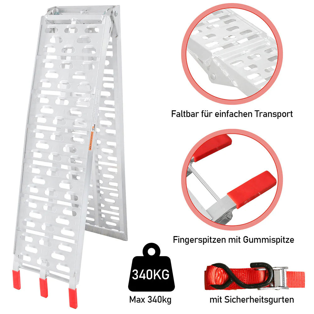 Sonnewelt Auffahrrampe Klappbar 340kg Faltbare Alu Motorradrampe