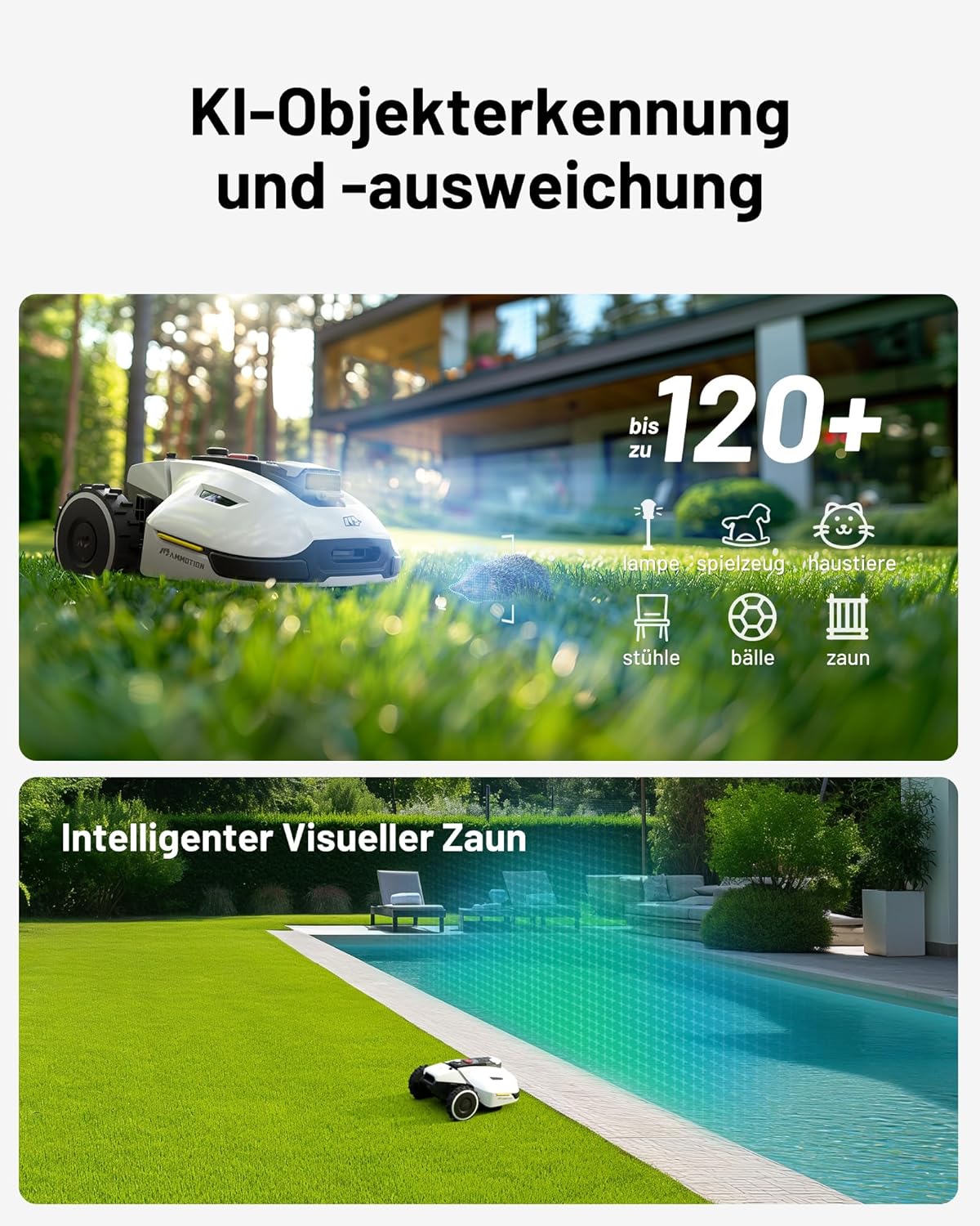 MAMMOTION YUKA Mini 700 Robot rasaerba senza filo perimetrale, NetRTK+Vision, Nessuna antenna RTK richiesta, Mappatura automatica, Consigliato 700m², Max. 1100m², con modulo 4G, Pendenza 50%