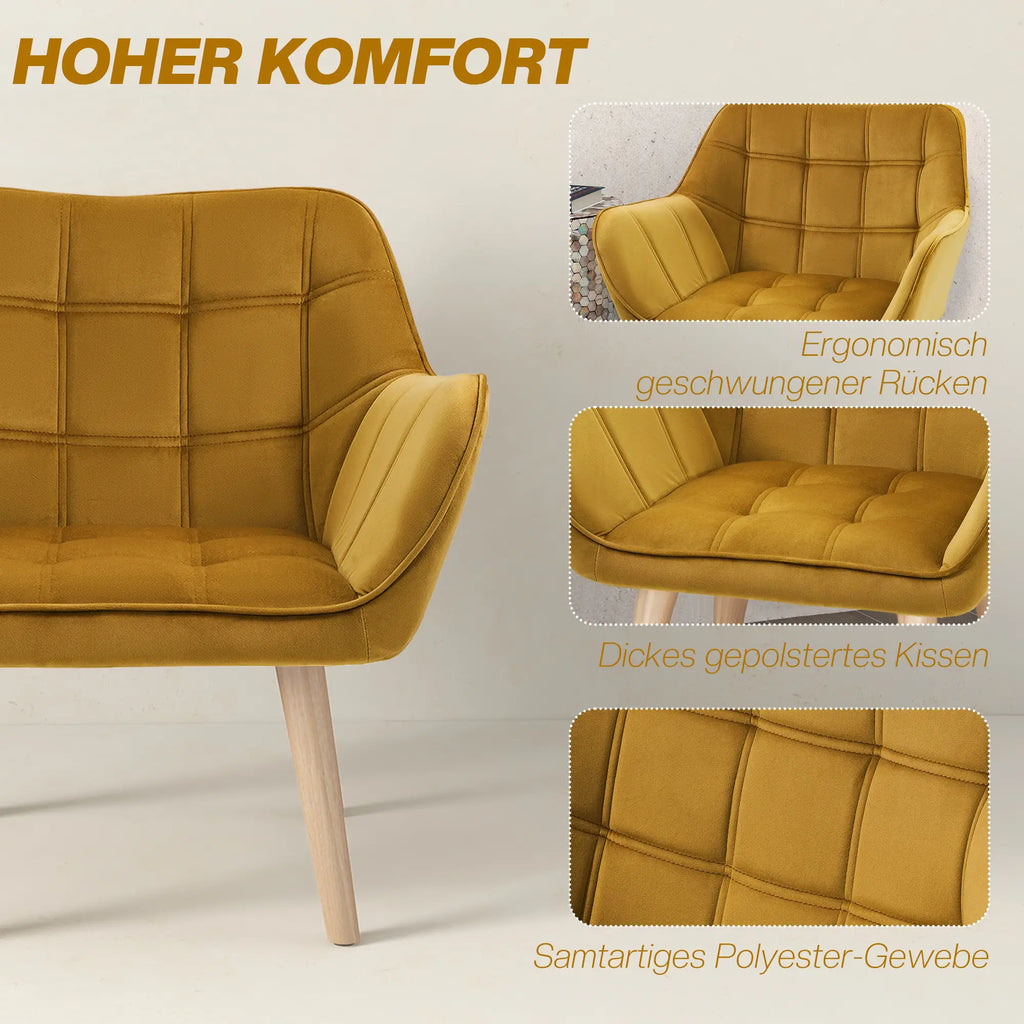 HOMCOM Polsterstuhl Skandi-Design kräftige Farben Gelb