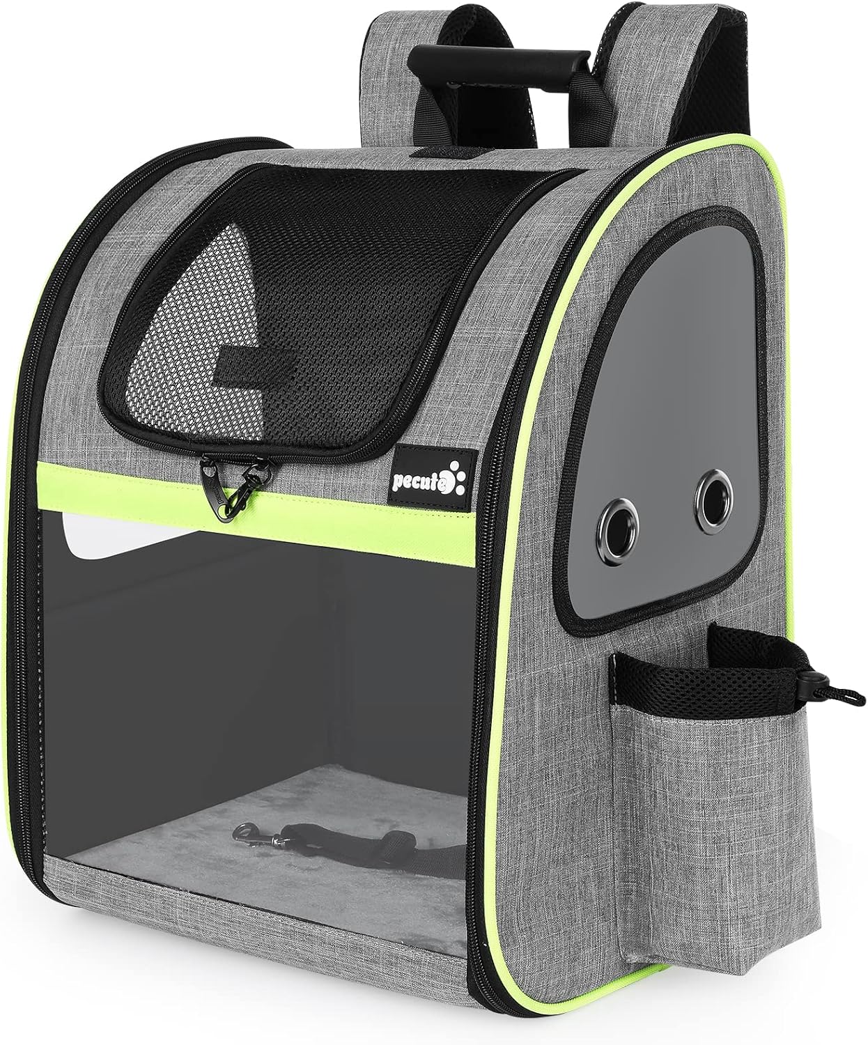 pecute Hunderucksack Erweiterbar, Faltbar Katzenrucksack Katzen mit Anti-offener Reiverschluss, Rucksack Hund mit Netz Fenster Grau XL, für Hunde Katzen Haustiere (40 * 33 * 49cm)