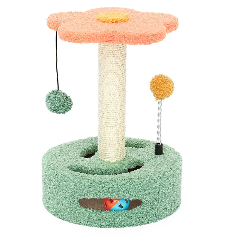 Eleganter Katzen-Kratzbaum im Blumen-Design – Ideal für kleine Rume