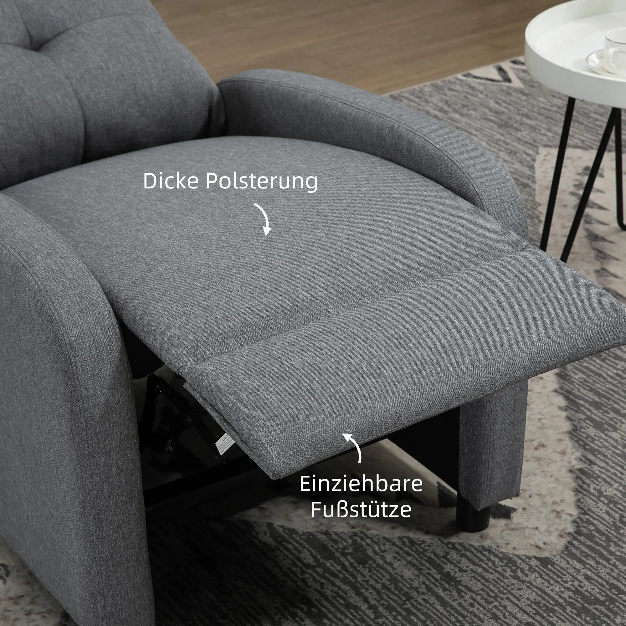 HOMCOM Relaxsessel mit Liegefunktion Grau