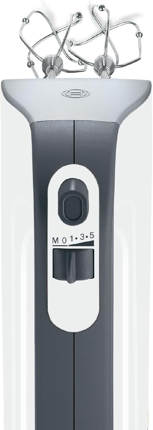 Bosch Sbattitore Elettrico Styline MFQ49300, 5 velocità, 2 fruste e 2 ganci impastatori in acciaio inox, cavo a spirale, 850 W, bianco/argento scuro