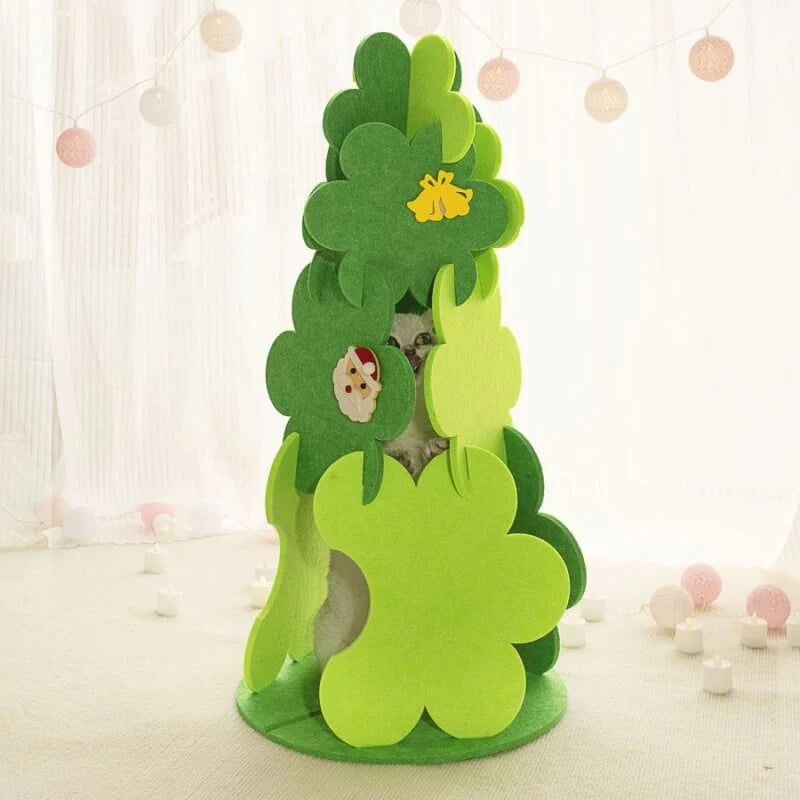 FelineFreude - Gemütliches Filz-Katzenbett im Weihnachtsbaum-Design