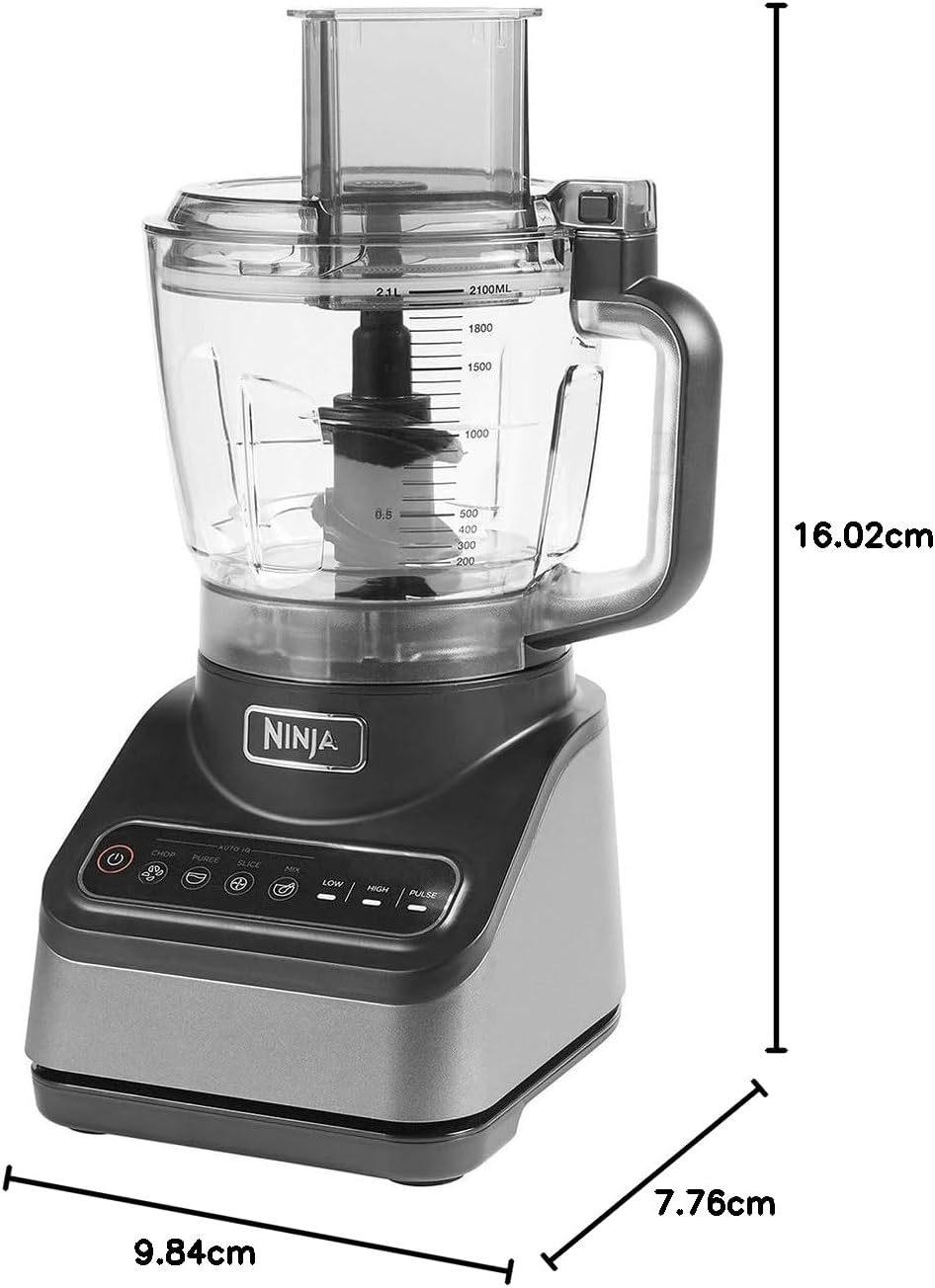 Ninja 2-in-1 Mixer mit 3 Programmen; Mixen, Max Mixen und Zerkleinern & 4 manuellen Einstellungen, 2,1L Krug & 700ml Becher, 1200W, spülmaschinenfest, Auto-iQ, Schwarz BN750EU