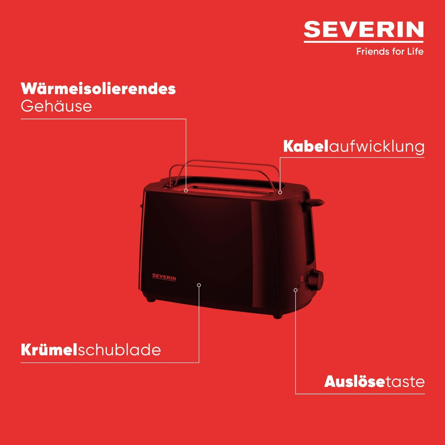 SEVERIN TO 2052 Forno tostapane (800 W, incl. griglia e teglia da forno, 9 L) argento/nero e 2287-000 Tostapane automatico, incl. supporto per panini, 2 fessure, 700 W, AT 2287, nero