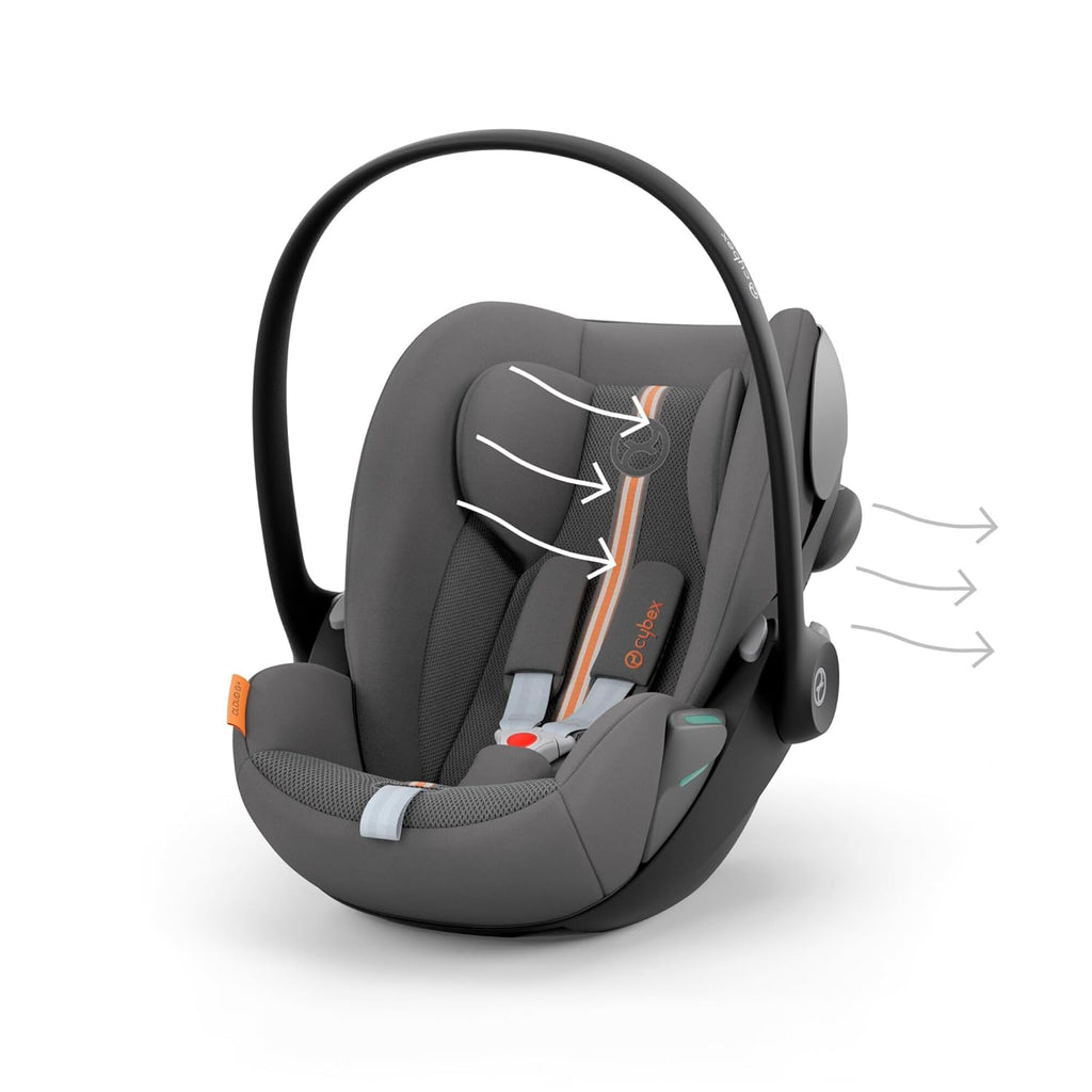 CYBEX Gold Seggiolino auto Cloud G i-Size Plus, Include riduttore per neonato, Dalla nascita fino a ca. 24 mesi, Per bambini da 40 cm a 87 cm, Max. 13 kg, Lava Grey
