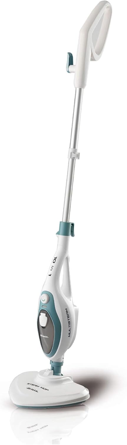 Ariete 4164 Scopa a vapore 10-in-1, 1500W, serbatoio 350cc, elimina fino al 99% dei batteri, per tutti i pavimenti, vapore continuo portatile 18 minuti, autonomia illimitata, bianco