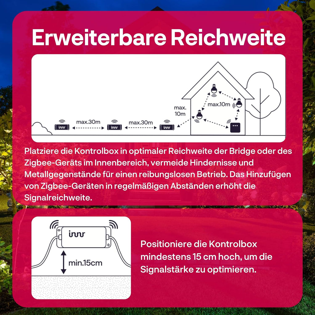 innr Smart Gartenstrahler, Zigbee, Funktioniert mit Hue* und Alexa (Bridge erforderlich), White & Color, LED Strahler, Spotlicht außen, Außenlampe, IP67 wasserdicht, Komplettset (3-Pack)