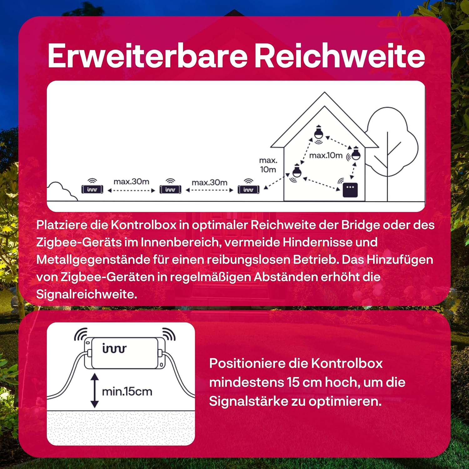 innr Smart Gartenstrahler, Zigbee, Funktioniert mit Hue* und Alexa (Bridge erforderlich), White & Color, LED Strahler, Spotlicht außen, Außenlampe, IP67 wasserdicht, Komplettset (3-Pack)