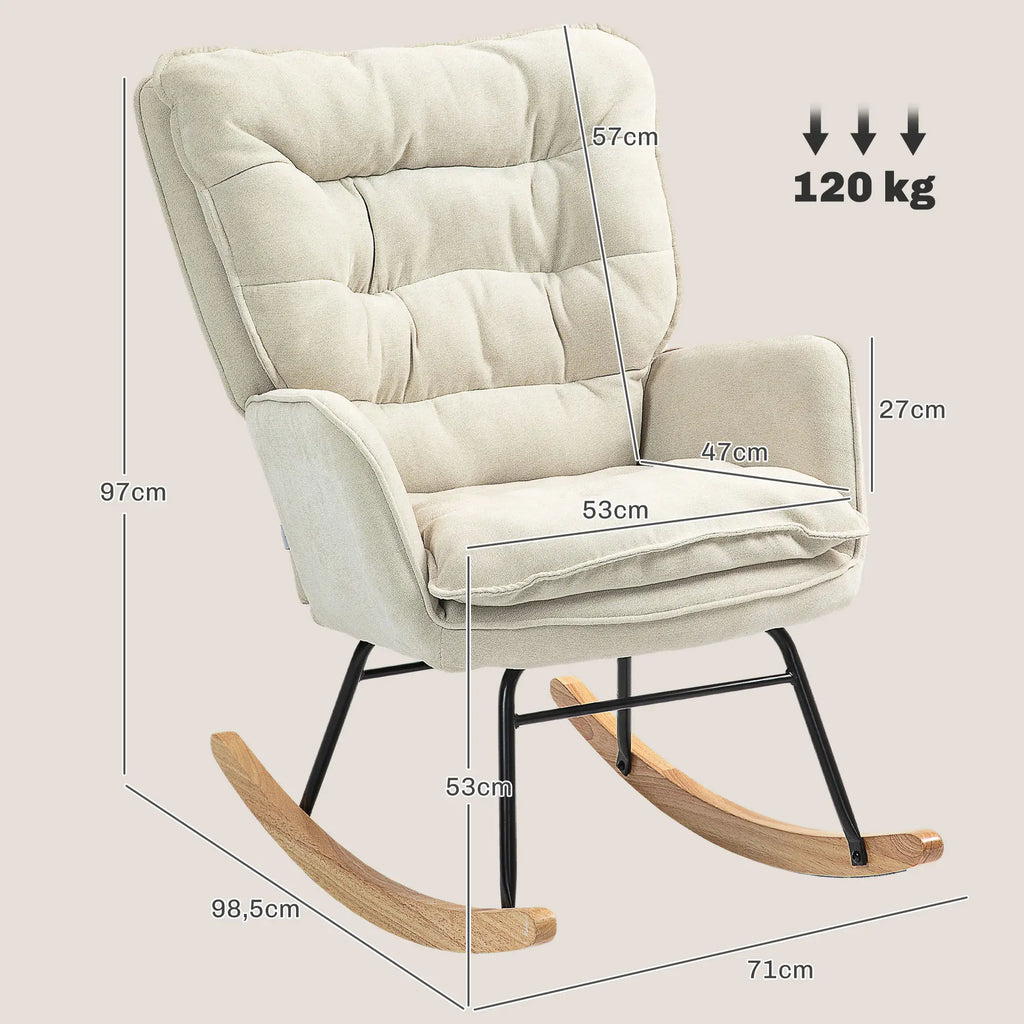 HOMCOM Sedia a dondolo, poltrona a dondolo, effetto ciniglia, comfort di lusso
