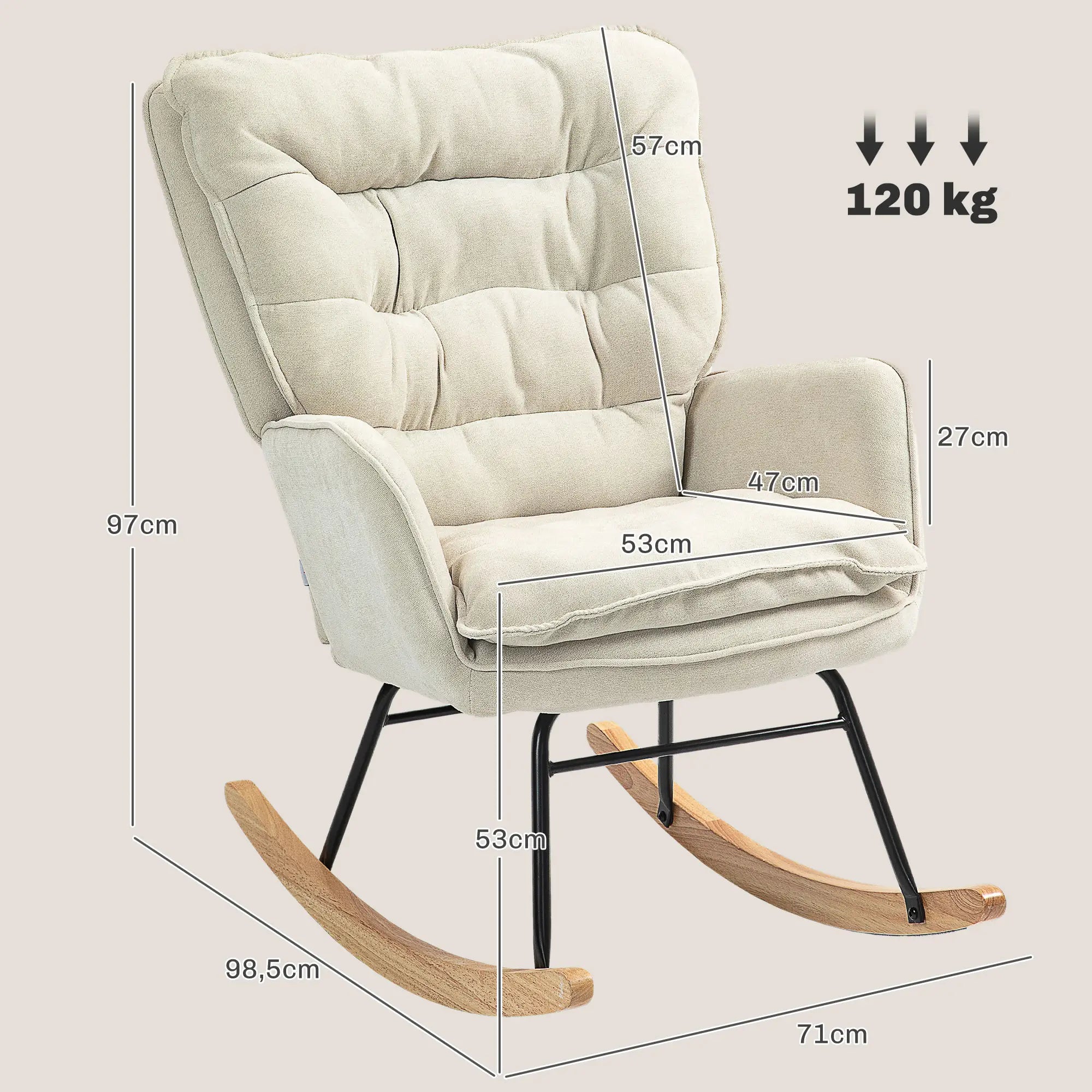HOMCOM Sedia a dondolo, poltrona a dondolo, effetto ciniglia, comfort di lusso