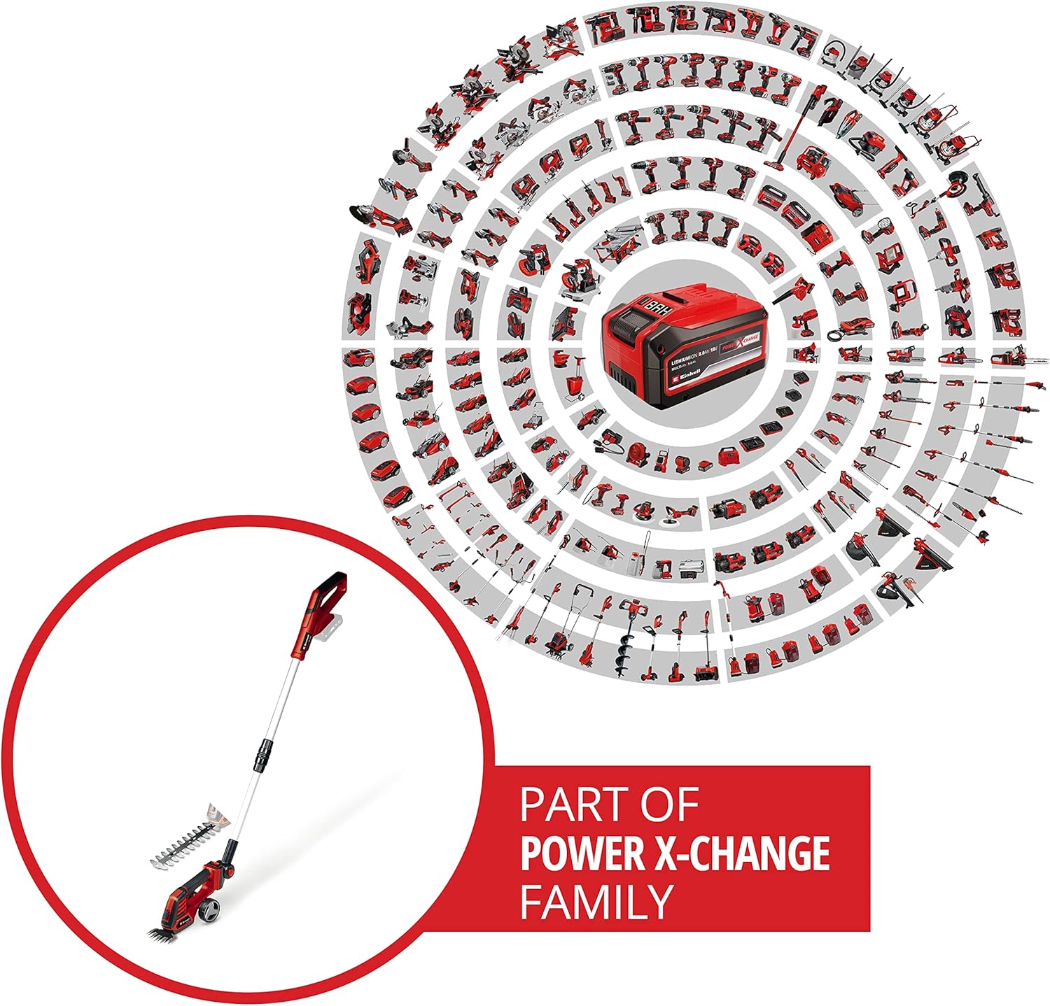 Tagliasiepi e tagliaerba a batteria Einhell GE-CG 18/100 Li-Solo Power X-Change (Li-Ion, 18 V, larghezza di taglio lama tagliaerba 100 mm, lama tagliasiepi 200 mm, senza batteria e caricabatterie)