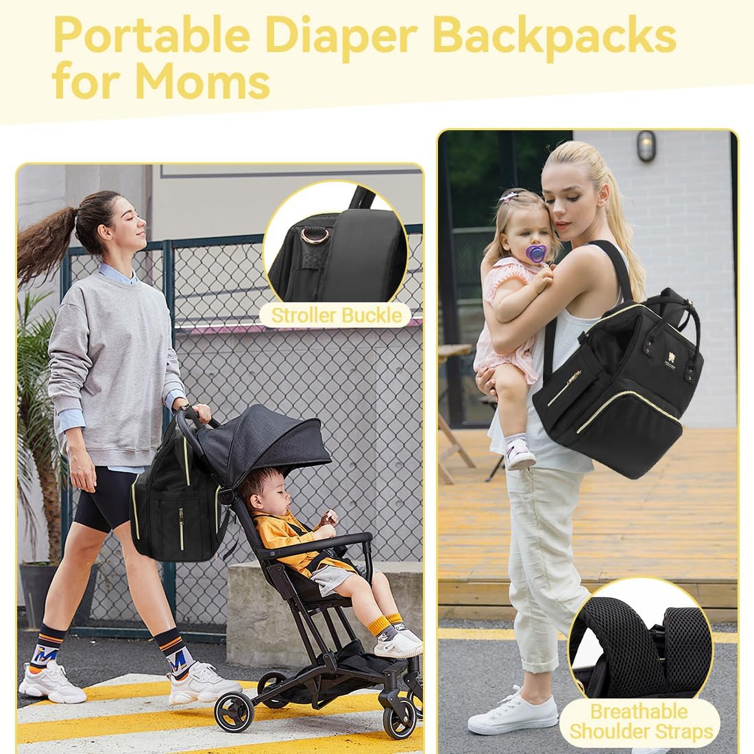 Luvsway Wickeltasche, Reise-Babytaschen für neue Mutter, 16 Taschen, große Kapazität, multifunktionaler Umstandsrucksack, tragbare Handtaschen-Rucksäcke für Kinderwagen, Babyparty-Geschenke für