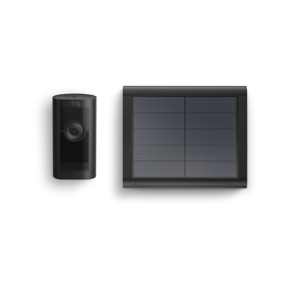 Ring Außenkamera Pro Solar (Stick Up Cam Pro) | Telecamera di sicurezza per esterni ad alimentazione solare con video HDR a 1080p, Wi-Fi, rilevamento del movimento 3D, compatibile con Alexa | 2 telecamere di sicurezza