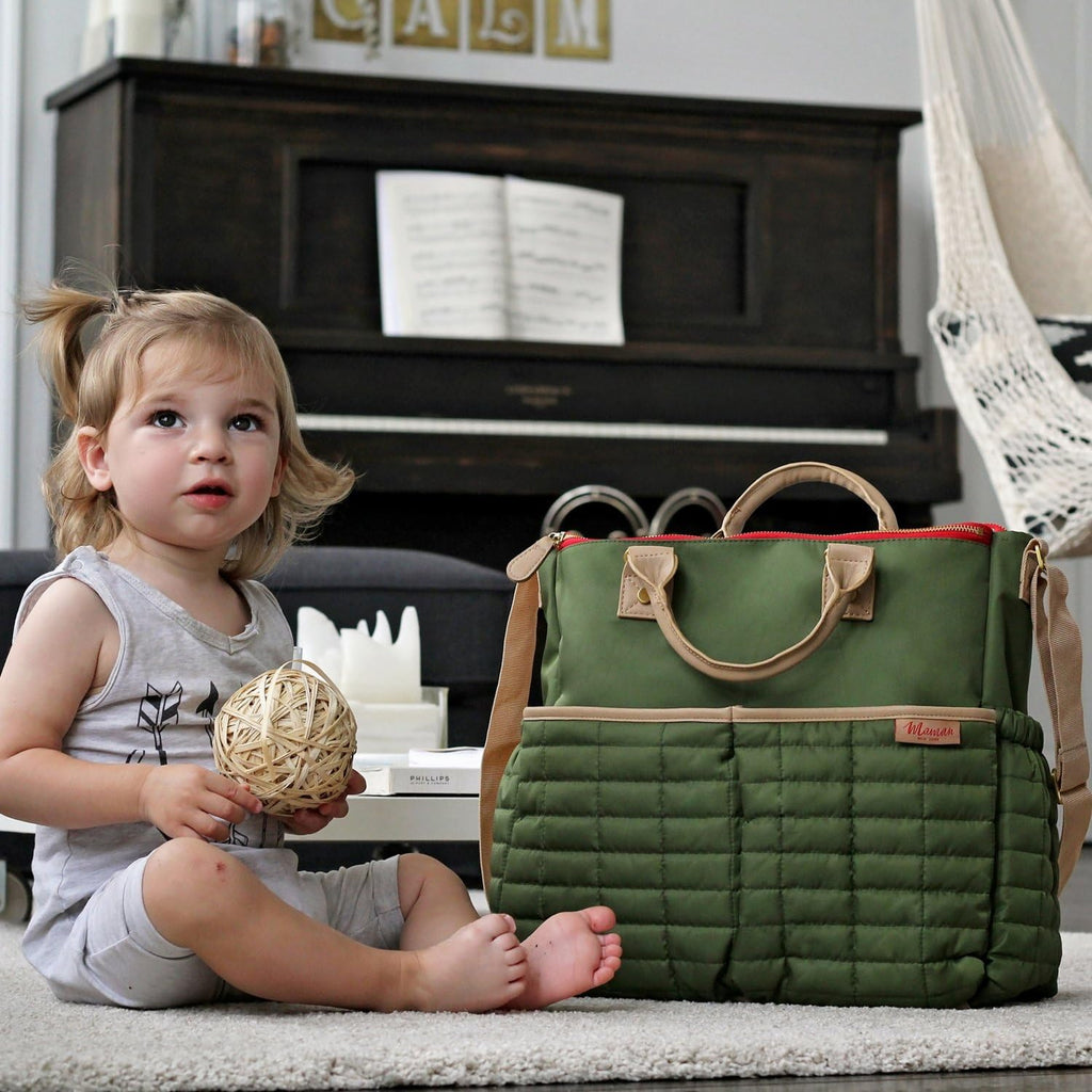 Maman Designer-Wickeltasche, mit passender Wickelunterlage, patentiert, Grün (Grün ), Einheitsgröße