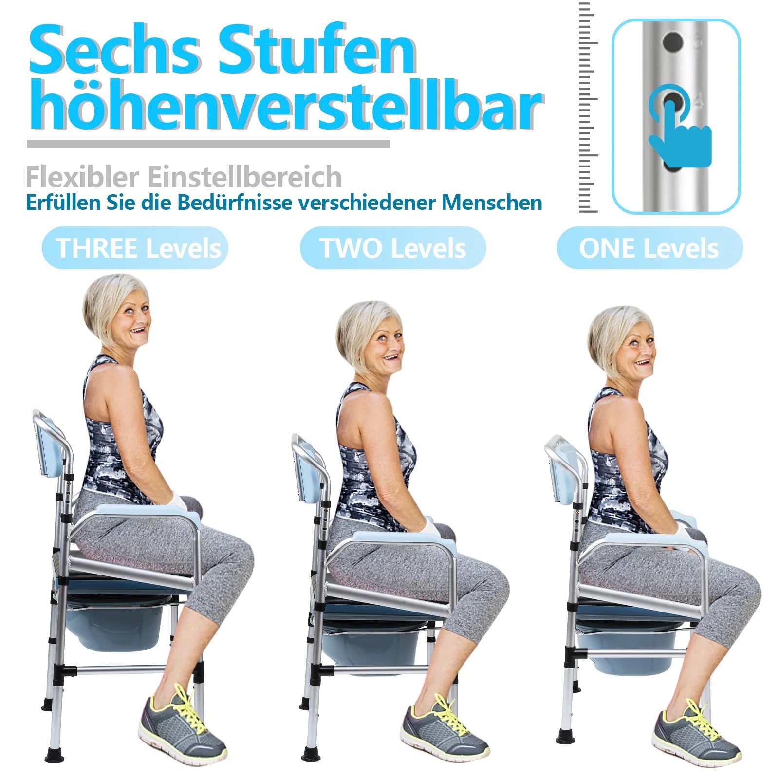 Sonnewelt Sedia comoda regolabile in altezza con sedia WC inclusa