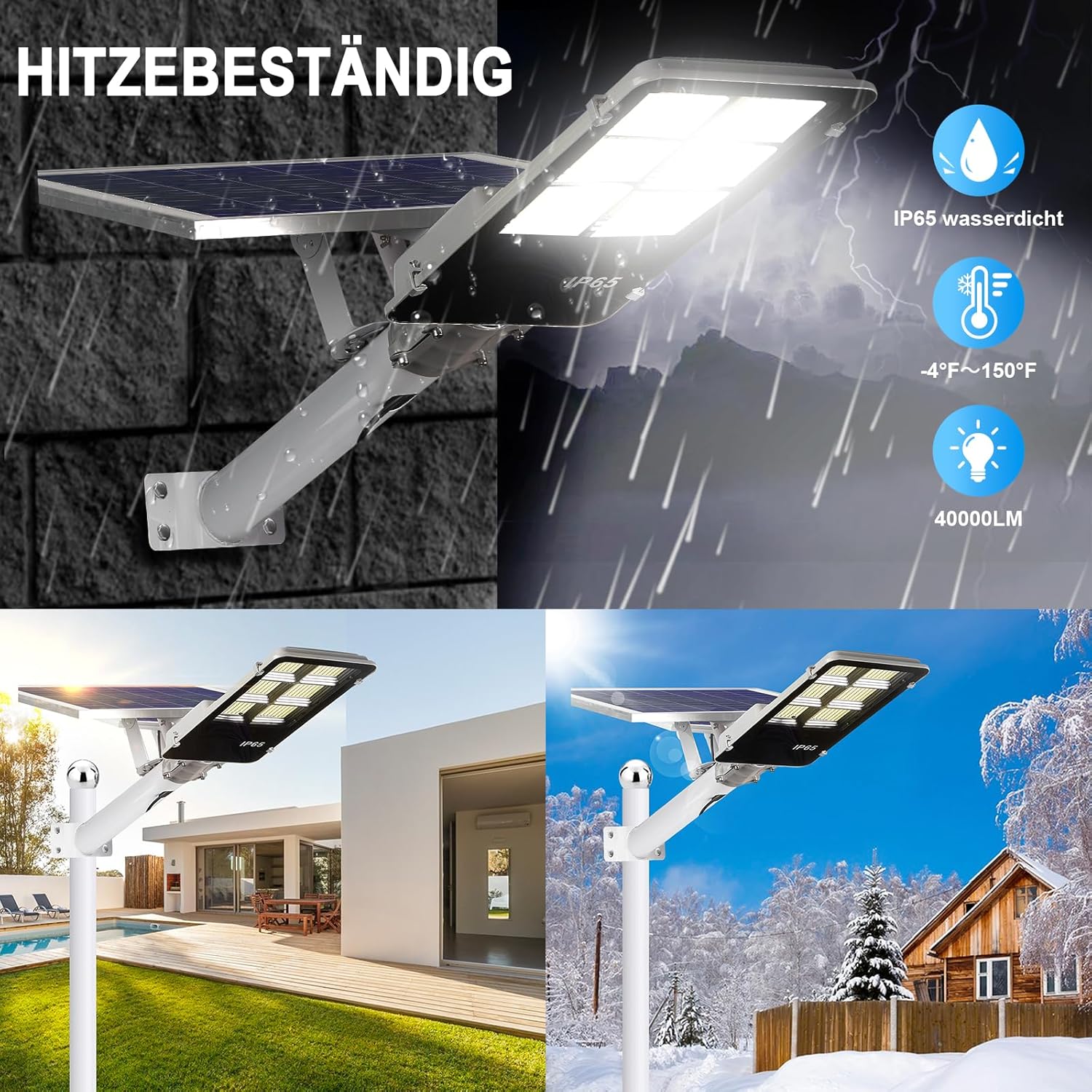 BTTO Solarlampen für Außen mit Fernbedienung,6500K Solar LED Strahler mit 180° Beleuchtungsbereich,IP65 Wasserdichte Dimmbare Solarleuchten Gärten,Wegeleuchten Outdoor für Wand Straße Garage