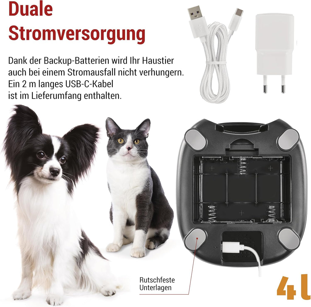 EMOS - GoSmart Futterautomat 6 l mit Kamera - WLAN Pet Care Futterspender mit App - Trockenfutter Automat für Katze & Hund mit Zeitplan, Sprachaufzeichnung, Dosierung 1–12 Mahlzeiten pro Tag - Schwarz