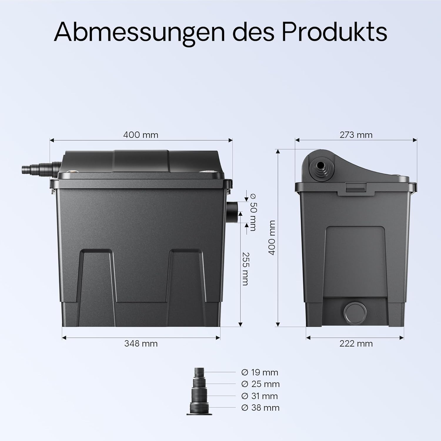 SunSun CBF-200T Bioteichfilter Komplettset mit 9W UVC Klärer, Teichpumpe 2300 l/h 35W, Thermometer und Filtermedien, Filteranlage Bio Teichfilter