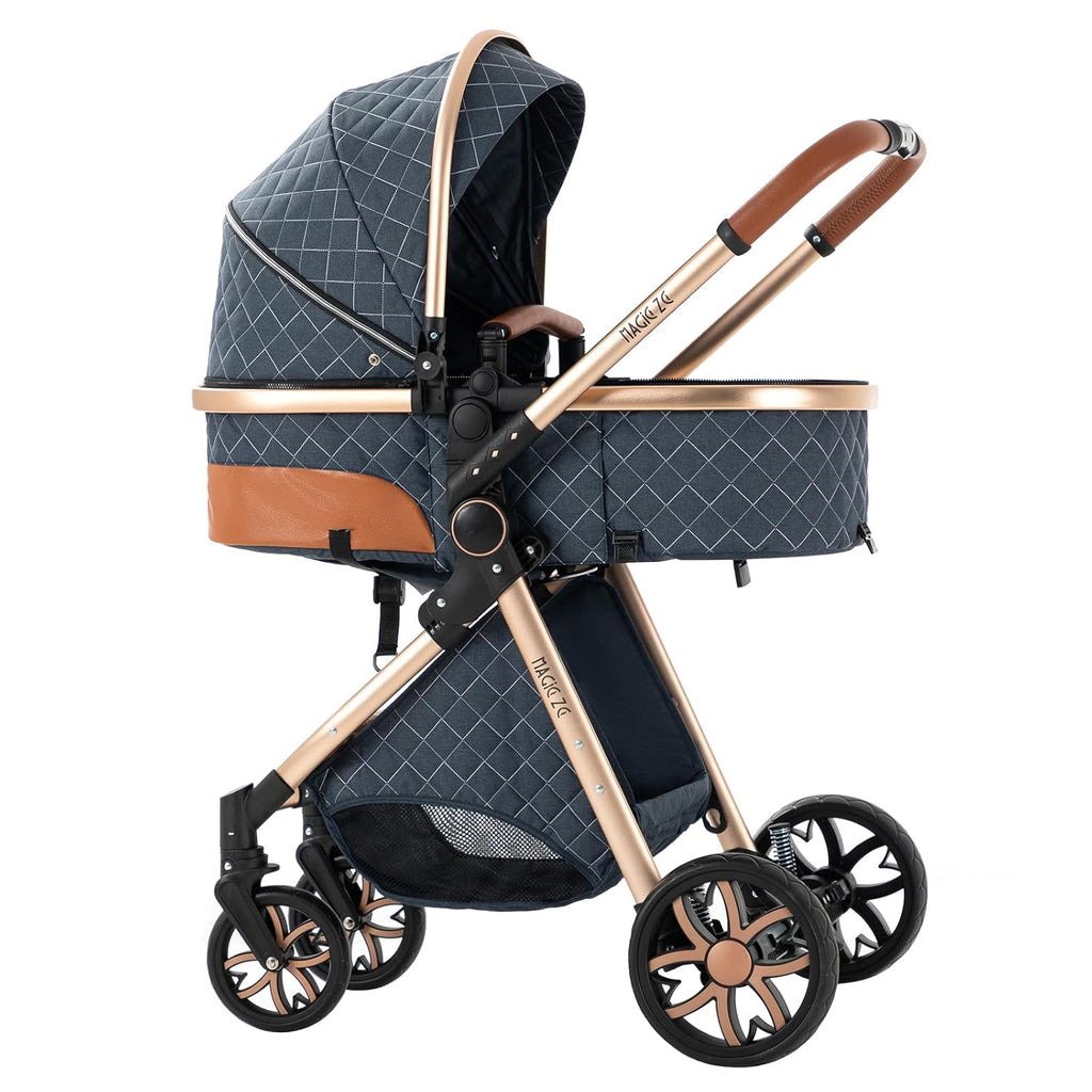 Sianldcone Passeggino 3 in 1, Set Passeggino con Tessuti di Alta Qualità, Sistemi di Viaggio con Spinta Reversibile, Passeggino Combinato a Vista Aperta Set Completo 3 in 1 (V9 Cachi)