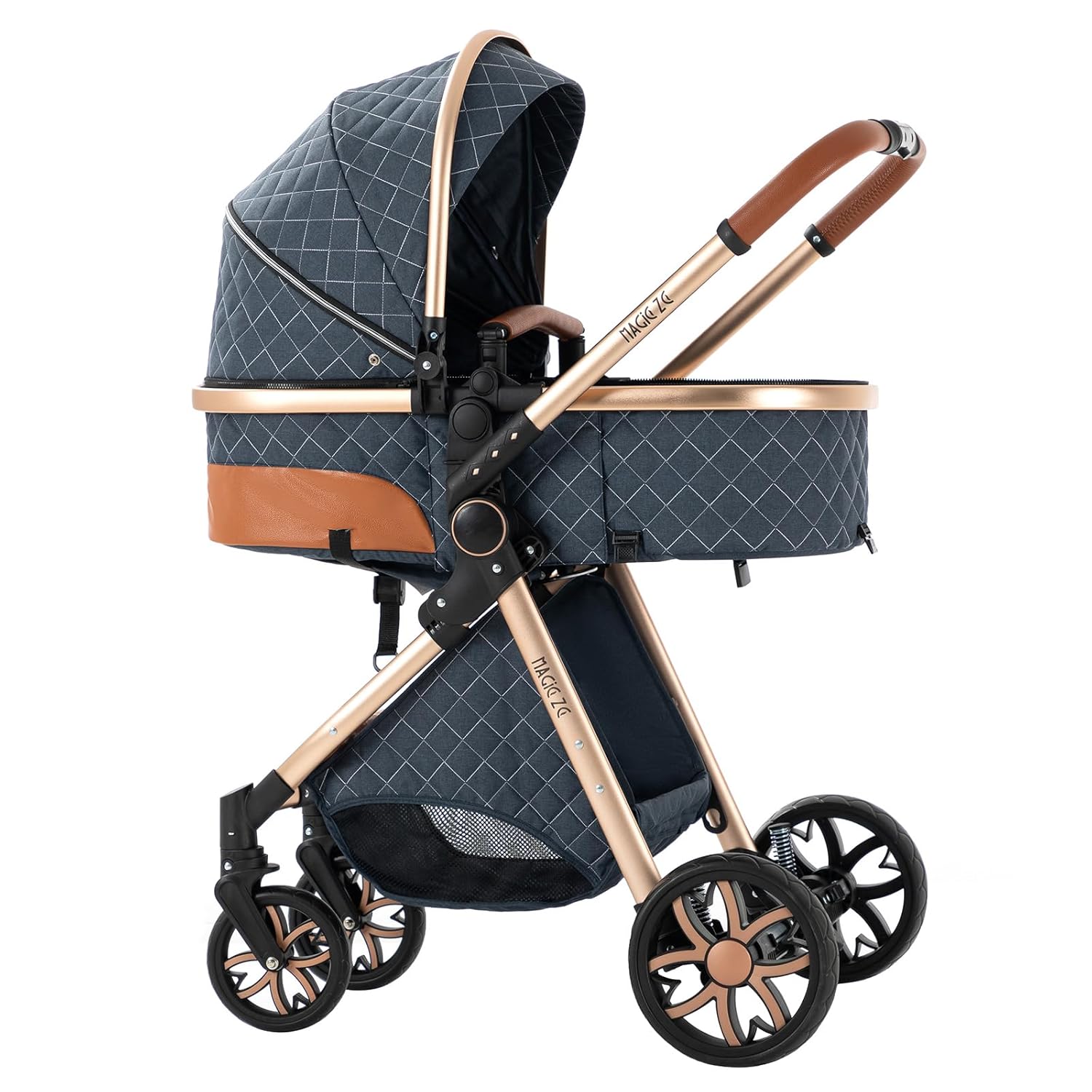 Sianldcone Passeggino 3 in 1, Set Passeggino con Tessuti di Alta Qualità, Sistemi di Viaggio con Spinta Reversibile, Passeggino Combinato a Vista Aperta Set Completo 3 in 1 (V9 Cachi)