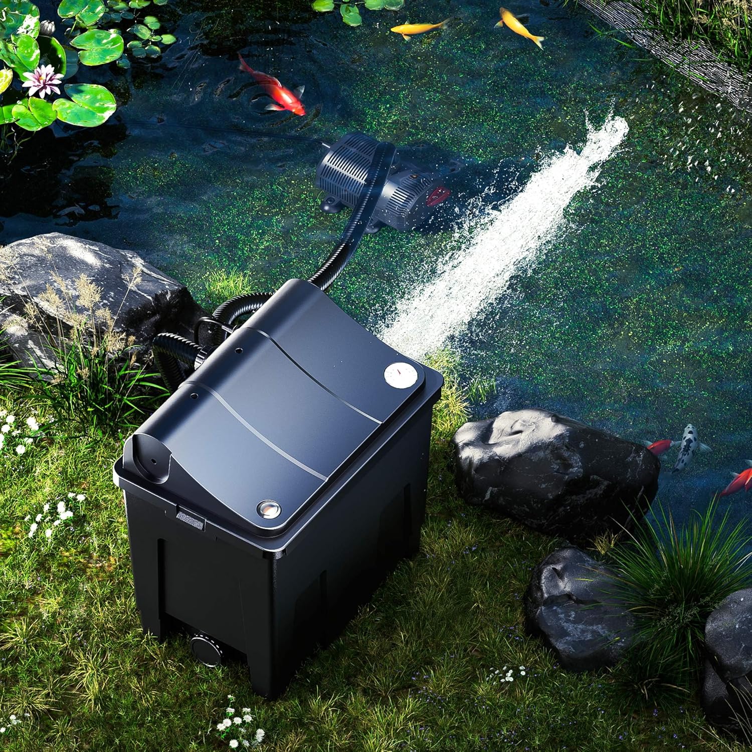 SunSun Bio CBF-350C Teichfilter bis 90000L Teichvolumen max. 10000L/h 3-Kammer Durchlauffilter Modulteichfilter Teich Filter Biofilter