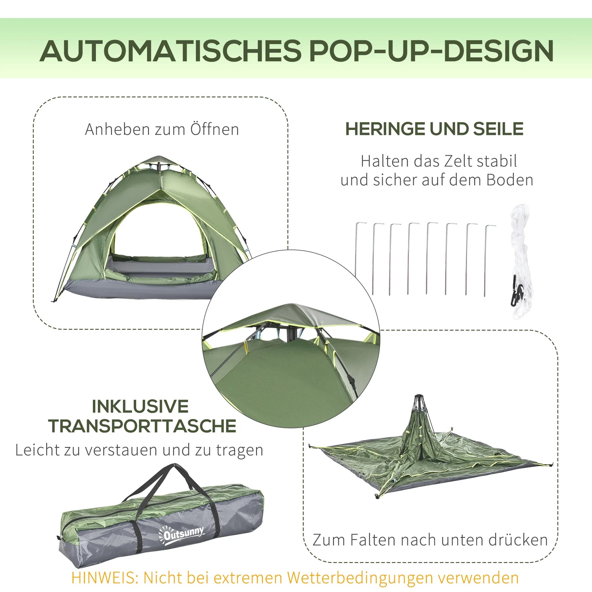 Tenda da campeggio Outsunny 4 stagioni, montaggio rapido, da esterno