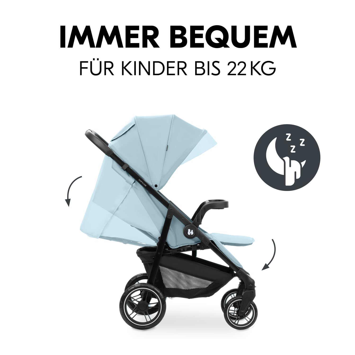 hauck Set Trio 3in1 Shop N Care con Passeggino, Navicella, Seggiolino Auto dalla nascita fino a 22 kg, Chiusura Compatta, Reclinabile, Portabicchieri & Vassoio, Protezione UV 50+ (Grey)