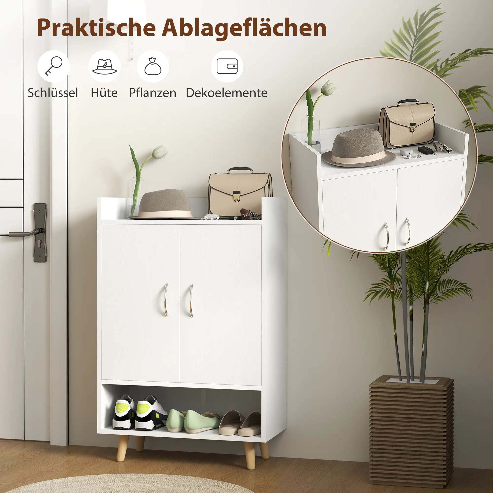 HOMCOM Schuhschrank mit viel Stauraum und kippsicherem Design Weiß