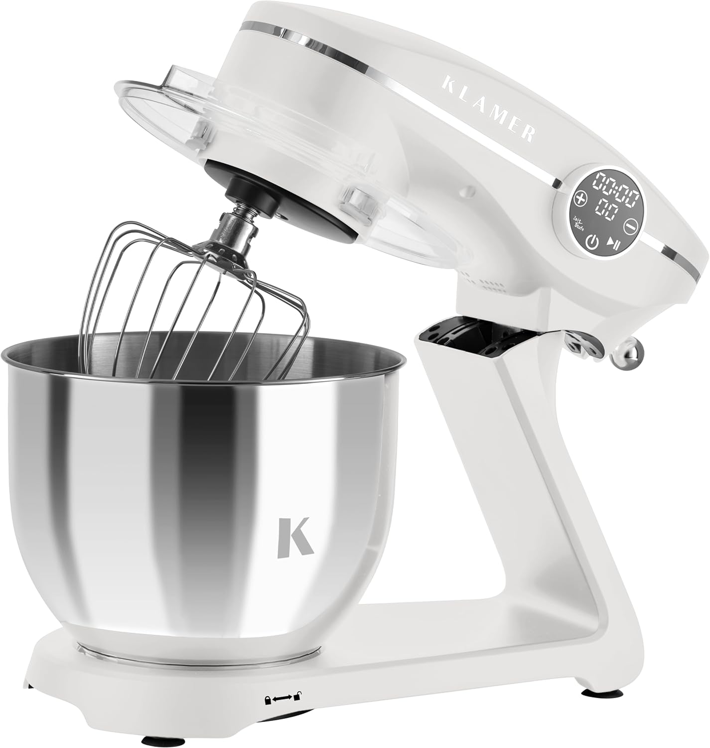 KLAMER Robot da Cucina 1800W, Impastatrice per Pane con Ciotola in Acciaio Inox da 6 L, 10 Velocità con Timer, Movimento Planetario, Frusta a Filo, Gancio Impastatore, Frusta a Palloncino e Coperchio Antischizzi (Nero)