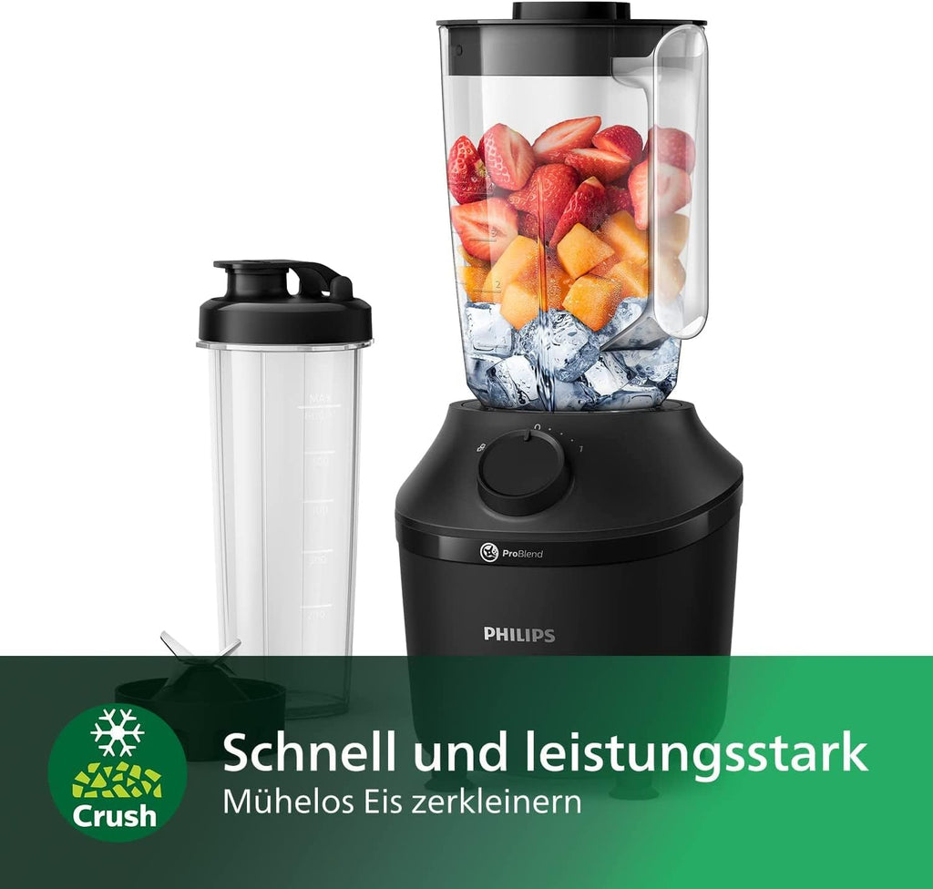 Frullatore Philips Serie 5000 - 1000 W. Capacità massima 2 l. Tecnologia ProBlend Plus. Parti lavabili in lavastoviglie. Nero (HR3020/20)