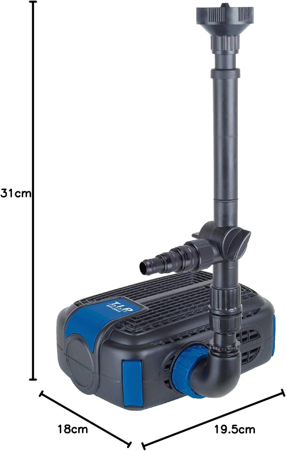 T.I.P. Teichpumpe - Bachlaufpumpe (20.000 l Teichvolumen, 8.000 l/h Fördermenge, 4,5 m Förderhöhe, Auch für Wasserfälle und Filtersysteme, intregrierter Förderleistungsregler) BPF 8000 E, 30428