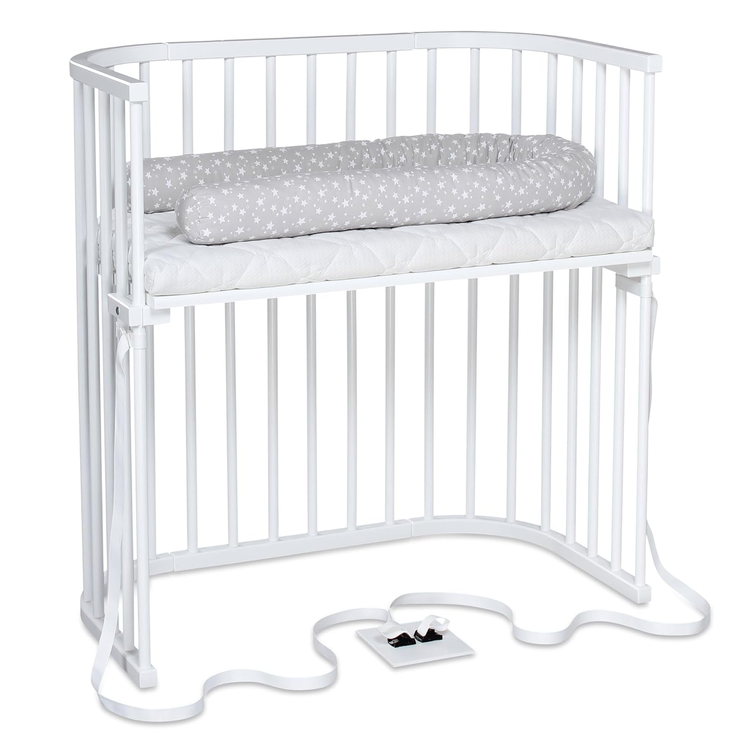 babybay Original Lettino da affiancare in massello di faggio / compatto e trasformabile / Lettino per bambini regolabile in altezza senza livelli preimpostati ed ecologico / Lettino evolutivo (laccato bianco) / inclusa Matratze